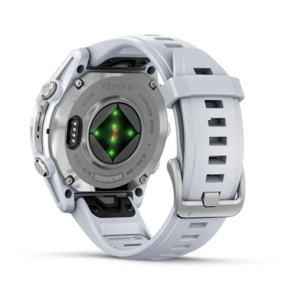 Умные часы Garmin Fenix 8, 43 мм, AMOLED, Silver with White Stone silicone band