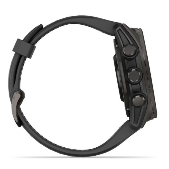 Умные часы Garmin Fenix 8, 43 мм, AMOLED, Sapphire Carbon Gray DLC Titanium with black/pebble gray silicone band