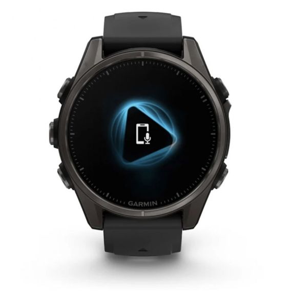 Умные часы Garmin Fenix 8, 43 мм, AMOLED, Sapphire Carbon Gray DLC Titanium with black/pebble gray silicone band