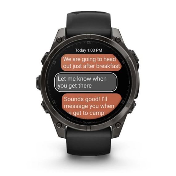 Умные часы Garmin Fenix 8, 47 мм, AMOLED, Sapphire Carbon Gray DLC Titanium with Black/Pebble Gray Silicone Band