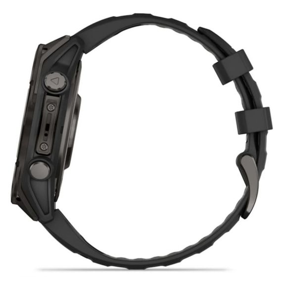 Умные часы Garmin Fenix 8, 47 мм, AMOLED, Sapphire Carbon Gray DLC Titanium with Black/Pebble Gray Silicone Band