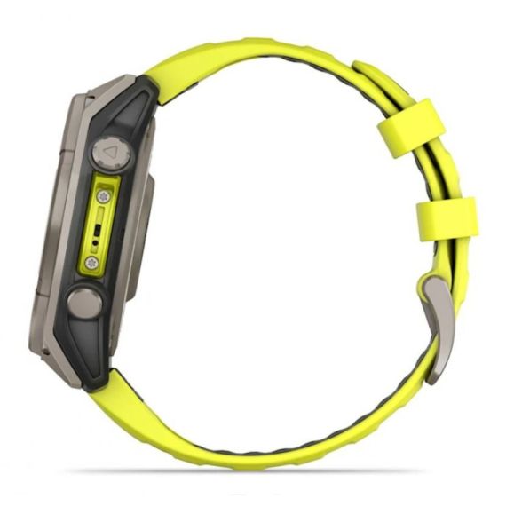 Умные часы Garmin Fenix 8, 47 мм, Solar, Sapphire titanium with an amp yellow/graphite silicone band