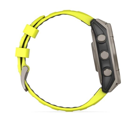 Умные часы Garmin Fenix 8, 47 мм, Solar, Sapphire titanium with an amp yellow/graphite silicone band