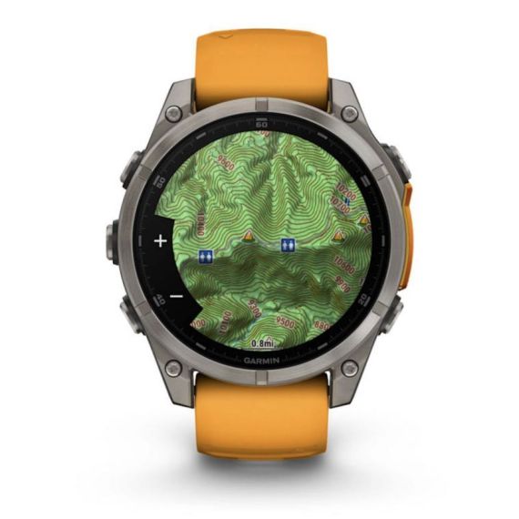 Умные часы Garmin Fenix 8, 51 мм, AMOLED, Sapphire Titanium with spark orange/graphite silicone band