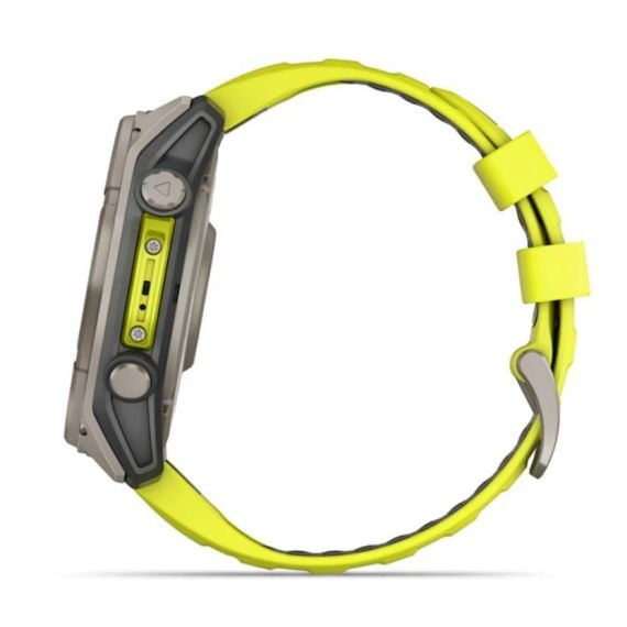 Умные часы Garmin Fenix 8, 51 мм, Solar, Sapphire Titanium with AMP yellow/graphite silicone band