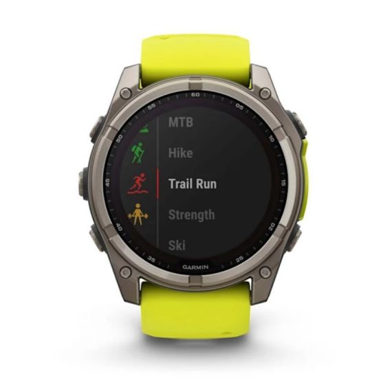 Умные часы Garmin Fenix 8, 51 мм, Solar, Sapphire Titanium with AMP yellow/graphite silicone band
