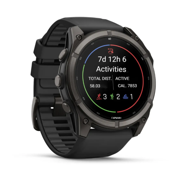 Умные часы Garmin Fenix 9, 47 мм, AMOLED, Sapphire Carbon Gray DLC Titanium with Black Silicone Band, изображение 7
