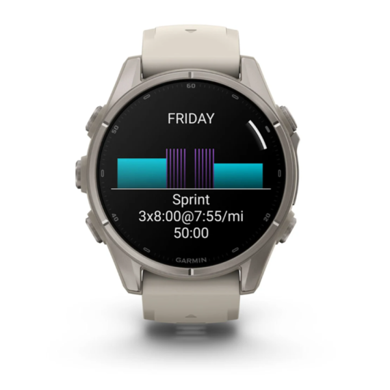 Умные часы Garmin Fenix 9, 43 мм, AMOLED, Sapphire Titanium with Fog Gray Silicone Band, изображение 4