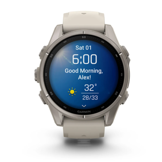 Умные часы Garmin Fenix 9, 43 мм, AMOLED, Sapphire Titanium with Fog Gray Silicone Band, изображение 5
