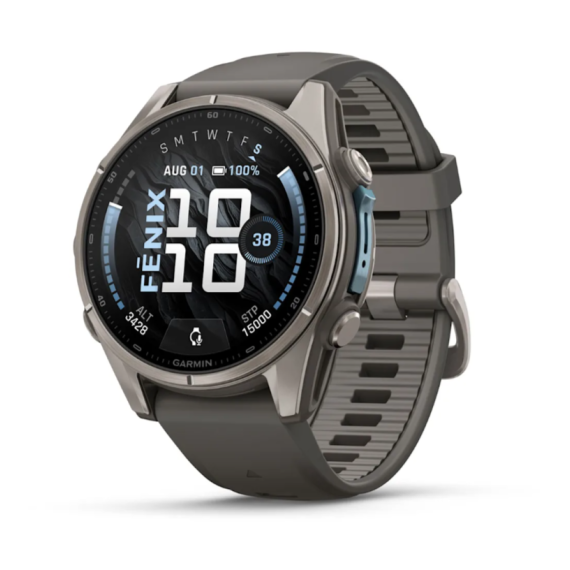 Умные часы Garmin Fenix 9, 43 мм, AMOLED, Sapphire Titanium with Pebble Gray Silicone Band