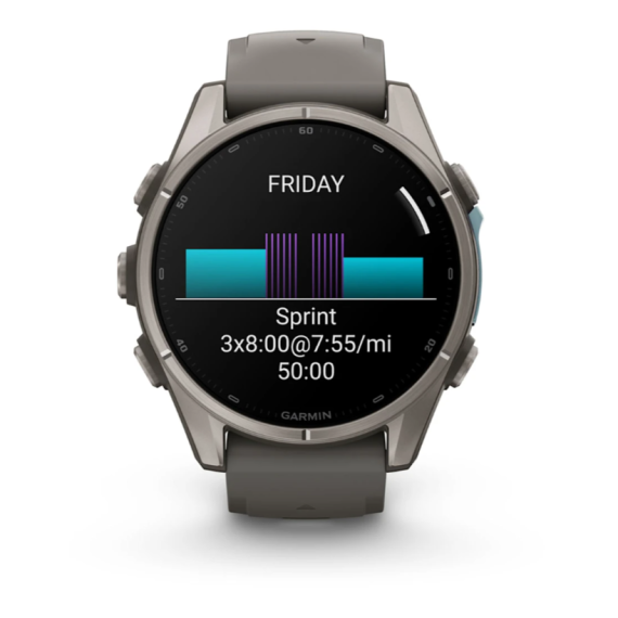 Умные часы Garmin Fenix 9, 43 мм, AMOLED, Sapphire Titanium with Pebble Gray Silicone Band, изображение 4