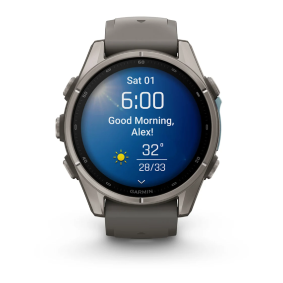 Умные часы Garmin Fenix 9, 43 мм, AMOLED, Sapphire Titanium with Pebble Gray Silicone Band, изображение 5