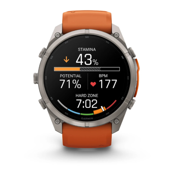 Умные часы Garmin Fenix 9 PRO, 51 мм, AMOLED, Sapphire Titanium with Autumn Orange/Spark Orange Silicone Band, изображение 7