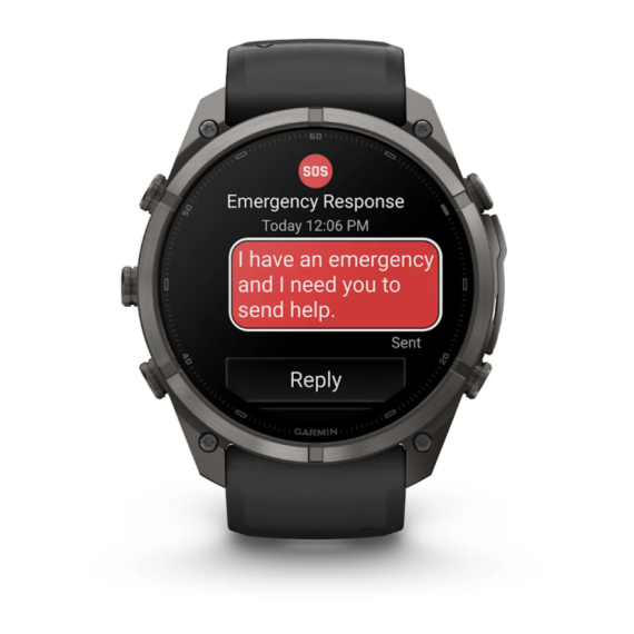 Умные часы Garmin Fenix 9 PRO INREACH, 51 мм, AMOLED, Sapphire Carbon Gray DLC Titanium with Black/Pebble Gray Silicone Band, изображение 4