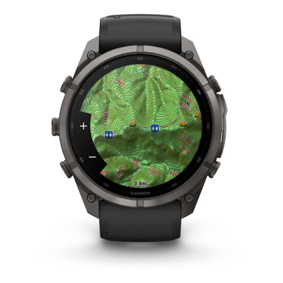 Умные часы Garmin Fenix 9 PRO INREACH, 51 мм, AMOLED, Sapphire Carbon Gray DLC Titanium with Black/Pebble Gray Silicone Band, изображение 6