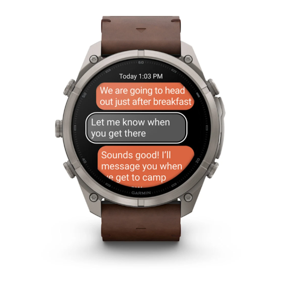 Умные часы Garmin Fenix 9 PRO INREACH, 51 мм, AMOLED, Sapphire Titanium with Walnut Leather Band, изображение 5