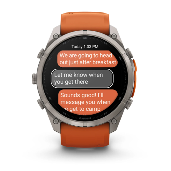 Умные часы Garmin Fenix 9 PRO INREACH, 51 мм, AMOLED, Sapphire Titanium with Autumn Orange/Spark Orange Silicone Band, изображение 5