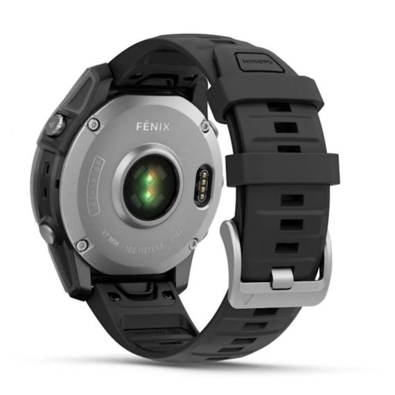 Умные часы Garmin Fenix E, 47 мм, AMOLED, stainless steel with a black silicone band