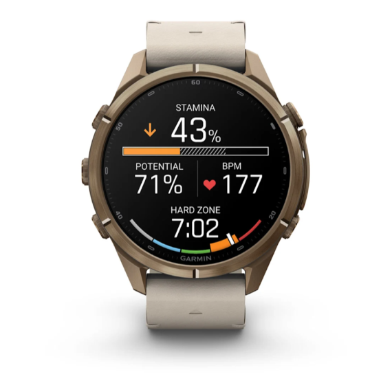 Умные часы Garmin Fenix 9 PRO INREACH, 43 мм, AMOLED, Sapphire Autumn Gold Titanium with Bone Leather Band, изображение 8