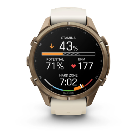 Умные часы Garmin Fenix 9 PRO INREACH, 43 мм, AMOLED, Sapphire Autumn Gold Titanium with Cream/French Gray Silicone Band, изображение 8
