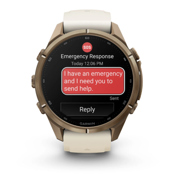 Умные часы Garmin Fenix 9 PRO INREACH, 43 мм, AMOLED, Sapphire Autumn Gold Titanium with Cream/French Gray Silicone Band, изображение 4