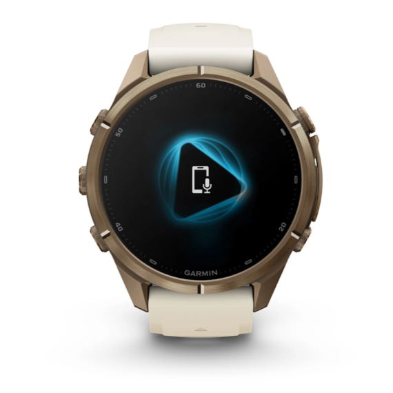 Умные часы Garmin Fenix 9 PRO INREACH, 43 мм, AMOLED, Sapphire Autumn Gold Titanium with Cream/French Gray Silicone Band, изображение 2