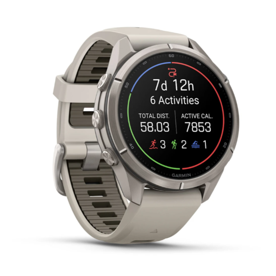 Умные часы Garmin Fenix 9 PRO INREACH, 43 мм, AMOLED, Sapphire Titanium with Fog Gray/Dark Sandstone Silicone Band, изображение 6