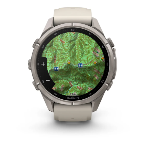Умные часы Garmin Fenix 9 PRO INREACH, 43 мм, AMOLED, Sapphire Titanium with Fog Gray/Dark Sandstone Silicone Band, изображение 5