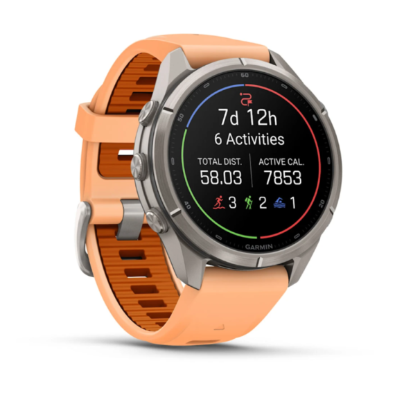Умные часы Garmin Fenix 9 PRO INREACH, 43 мм, AMOLED, Sapphire Titanium with Shell Pink/Autumn Orange Silicone Band, изображение 8