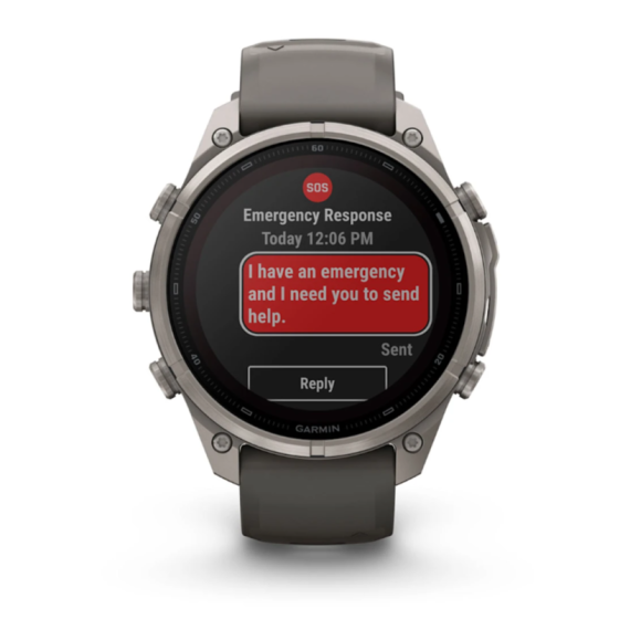 Умные часы Garmin Fenix 9 PRO INREACH, 47 мм, SOLAR, Sapphire Titanium with Pebble Gray/Silver Gray Silicone Band, изображение 4