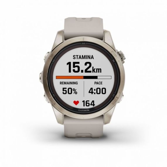 Умные часы FENIX 7S PRO Sapphire Solar золотистый корпус со светло-песочным ремешком