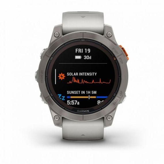 Умные часы Garmin FENIX 7 PRO Sapphire Solar титановый серый с серо-оранжевым ремешком