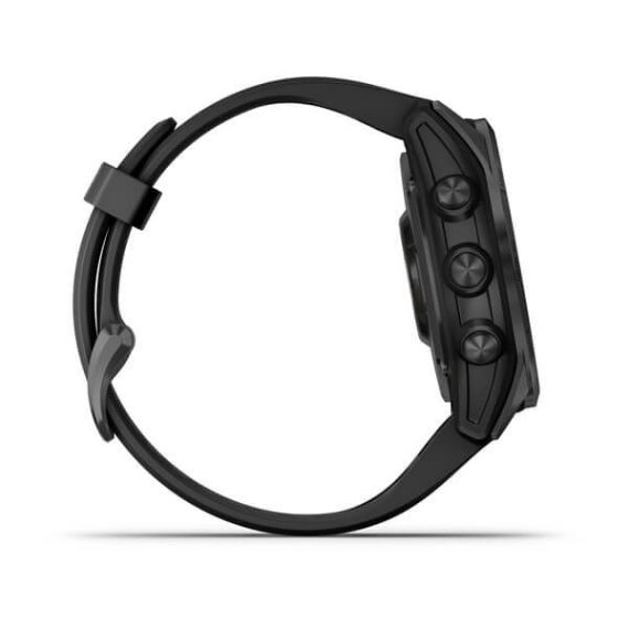 Умные часы Garmin FENIX 7S Solar серый с черным силиконовым ремешком