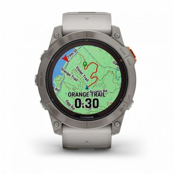 Умные часы Garmin FENIX 7X PRO Sapphire Solar Edition Титановый корпус с дымчато-серым оранжевым ремешком