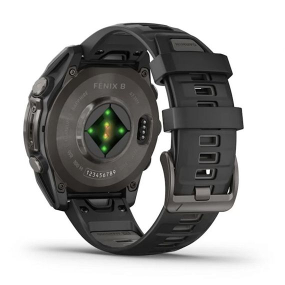 Умные часы Garmin Fenix 8, 47 мм, AMOLED, Sapphire Carbon Gray DLC Titanium with Black/Pebble Gray Silicone Band