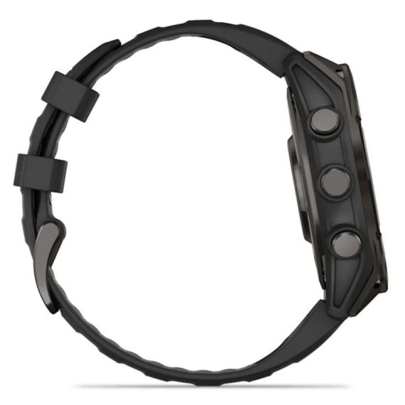 Умные часы Garmin Fenix 8, 47 мм, AMOLED, Sapphire Carbon Gray DLC Titanium with Black/Pebble Gray Silicone Band