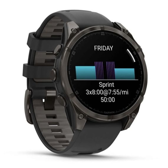 Умные часы Garmin Fenix 8, 47 мм, AMOLED, Sapphire Carbon Gray DLC Titanium with Black/Pebble Gray Silicone Band