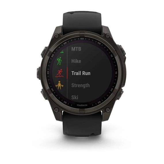 Умные часы Garmin Fenix 8, 47 мм, Solar, Sapphire carbon gray DLC titanium with black/pebble gray silicone