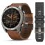 Умные часы Garmin Fenix 8, 51 мм, AMOLED, Sapphire bare Titanium, black with chestnut leather band plus graphite silicone band