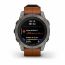 Умные часы FENIX 7 PRO Sapphire Solar титановый серый с коричневым кожаным ремешком
