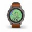 Умные часы Garmin FENIX 7 PRO Sapphire Solar титановый серый с коричневым кожаным ремешком